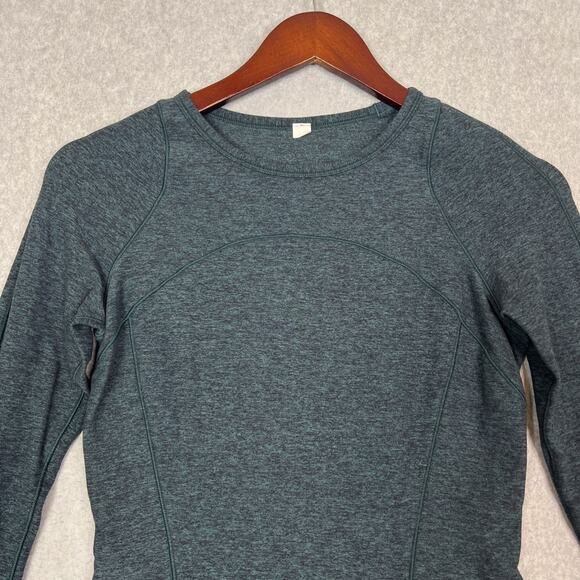 Lululemon Heathered Green Jasper Cypress Kiss Long Sleeve Top Size 4 - Picture 3 of 8